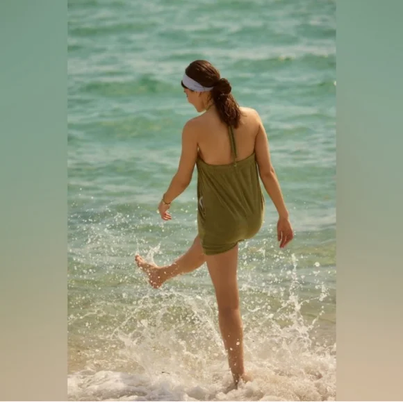 Anthropologie Chillax Terry Cloth Halter Romper (Xs) - Picture 4 of 4